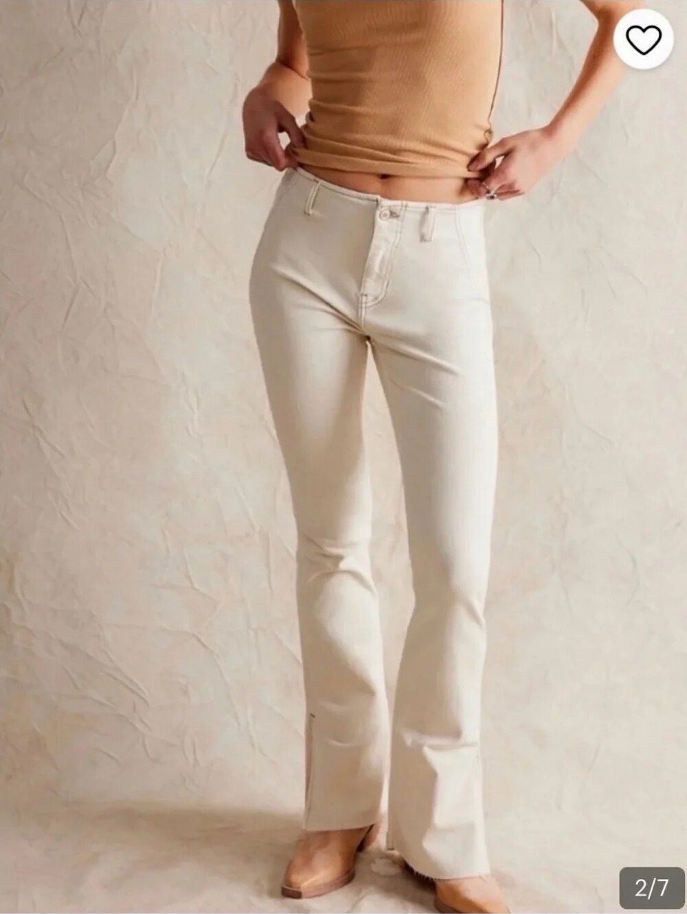 Free People We The Free Level Up Slit Slim Flare Jeans in Bone Size 27